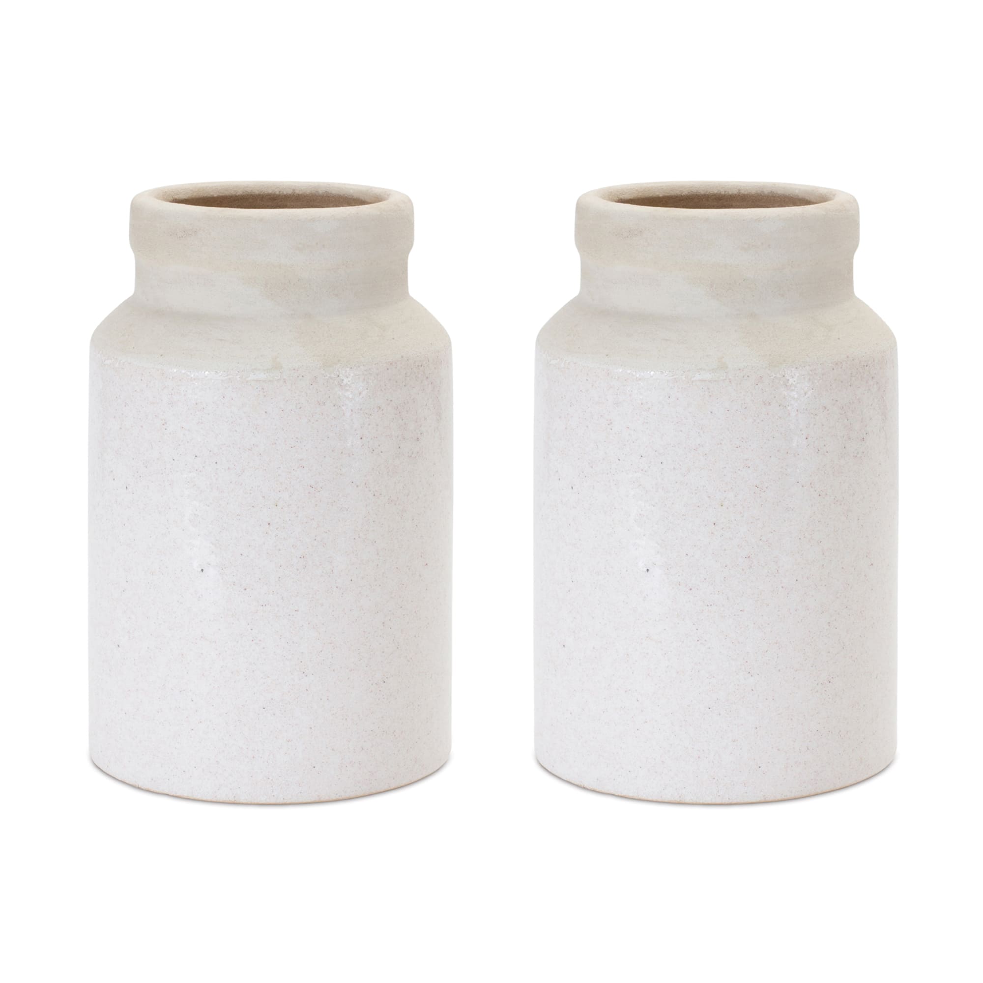 8.25" Two-Tone Stoneware Vases, 2ct.